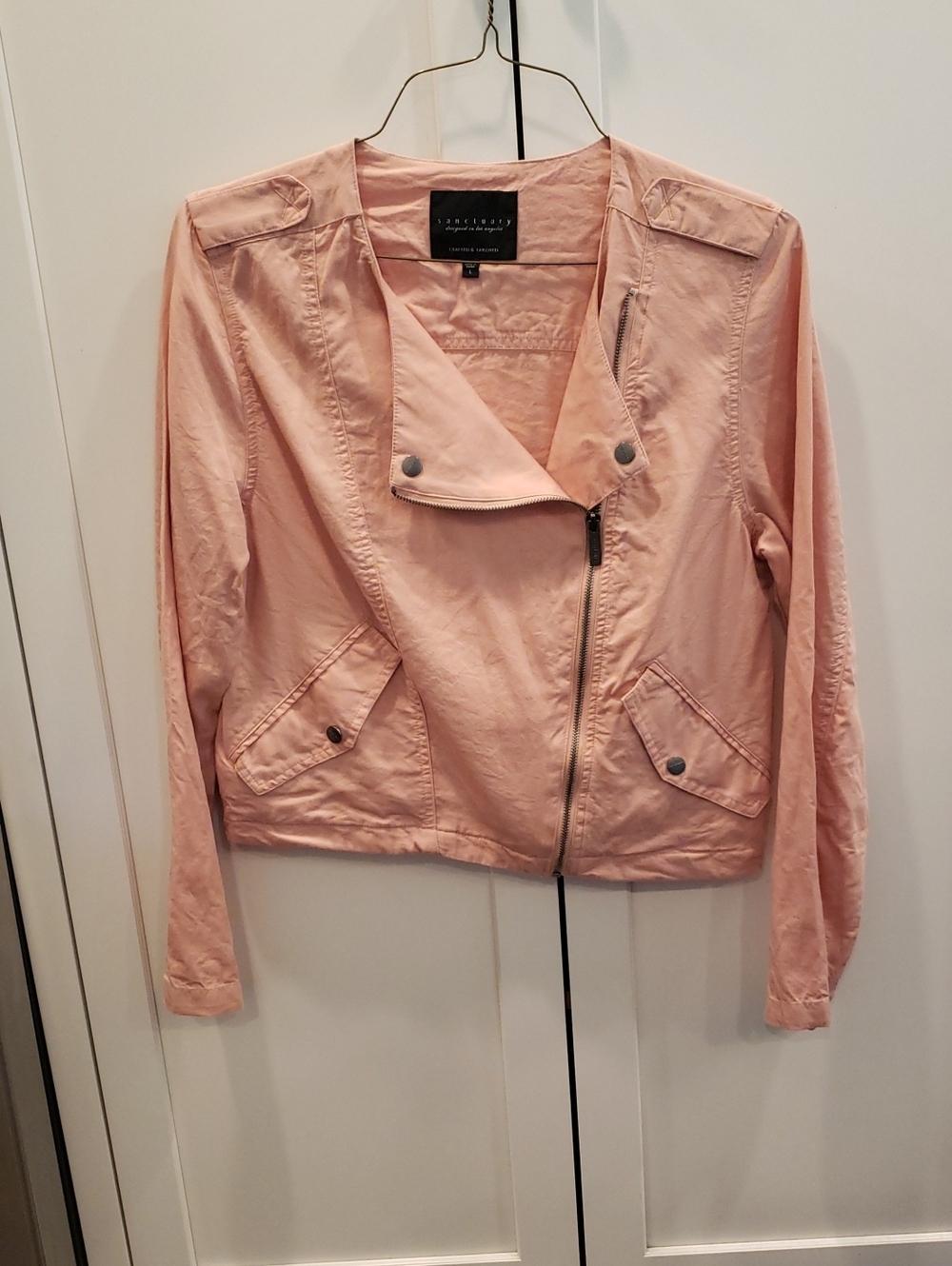 Anthropologie Pale Pink Asymmetric Zip Jacket